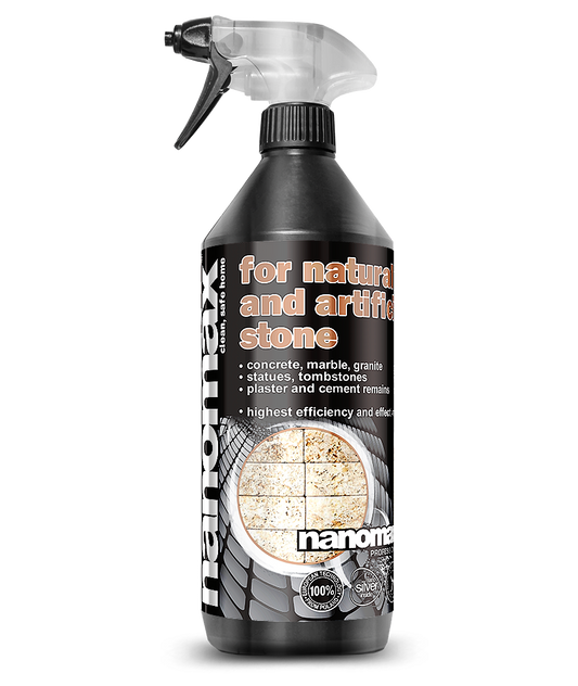 NANOMAX PRO Steinreiniger für Denkmäler und Grabsteine – Produktgebinde (1-Liter-Flasche)